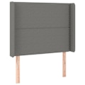 Miniatyrbillede 2 af 5: Sengegavl tilbehør soveværelse møbel med LED 83 x 16 x 118/128 cm mørkegråt stof TDL0201025 Grå