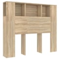 Miniatyrbillede 1 af 4: Hovedgærde med opbevaring, sengelampe, natbord, hylde 120 x 18,5 x 104,5 MDF egetræsfarve