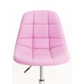 Miniatyrbillede 6 af 6: Rosa PVC og krom metal justerbar højde kontorstol taburet med hjul 10_0002491 Metall