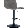 Miniatyrbillede 5 af 6: Barstol x1 enkel design med fodskammel i lys grå stof sorte metalben 10_0004558 Grå