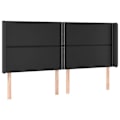 Miniatyrbillede 1 af 6: Hovedgavl til seng tilbehør soveværelse møbel med sidekant 183 x 16 x 118/128 cm syntetisk sort TDL0204516 Svart