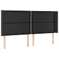 Miniatyrbillede 1 af 6: Hovedgærde til seng, soveværelse, møbel med sidekant 203 x 16 x 118/128 cm, syntetisk sort TDL0204501 Svart