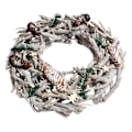 Miniatyrbillede 1 af 5: Adventskrans rund dekorationskrans jul bordkrans i træ diameter 48 cm hvid grå 04_0006550 Vit