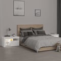 Miniatyrbild 4 av 6: Set med 2 sängbord med LED-lampor, förvaringsutrymme med dörr, 70 x 36,5 x 40 cm, vit ingenjörsträ DEC0353 Vit
