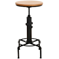 Miniatyrbillede 6 af 6: Bistro barbord med højdejustering, fodstøtte, roterende sæde i stål og træ, diameter 50 cm 04_0008521 kastanj