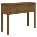 Pikkukuva 1 / 6: Moderni konsolipöytä eteiseen, apupöytä vetolaatikoilla 100 x 35 x 75 cm, hunajapuun pine wood, DEC032044 kastanj