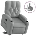 Miniatyrbillede 2 af 6: Lænestol med komfortabel polstring, TV-recliner med elektrisk løftefunktion i lys grå stof DEC027908 Grå