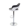 Miniatyrbillede 4 af 6: Barstol, drejelig bardisk taburet med ryg i sort og hvid PVC 04_0005281 Vit
