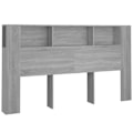 Miniatyrbillede 1 af 5: Hovedgærde med opbevaring, tilbehør til seng, natbord, hylde 180 x 18,5 x 104,5 cm MDF grå TDL0200006