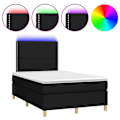 Miniatyrbillede 1 af 6: LED sengramme med hovedgærde og madras 120 x 200 cm sort stof TDL0209290 Svart