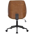 Pikkukuva 3 / 4: Kääntyvä ja säädettävä toimistotuoli pyörillä, moderni design, musta synteettinen materiaali, puu ja musta metalli.