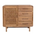 Pikkukuva 5 / 6: Kommode kaappi buffet 4 laatikolla ja 3 varastokompartimentilla rottinkia ja massiivista akasiaa sävyssä 101x109x45 cm 04_0006522 kastanj