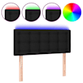 Miniatyrbillede 1 af 5: Sengegavl tilbehør soveværelse møbel med LED 100 x 5 x 78/88 cm sort stof TDL0200754 Svart