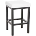Miniatyrbillede 1 af 4: Barstol x1 med enkel fodrest design, siddehøjde 85 cm i hvid PVC og støtte i sort metal 10_0005412 Vit