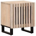 Pikkukuva 2 / 6: 2 kpl yöpöytiä ovikompartimentilla 40 x 34 x 46 cm valkaistu mango-puu ja teräs DEC034797 Vit