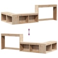 Miniatyrbillede 5 af 6: Nattbord med L-formet design skrivebord 222 x 107 x 75 cm fyrretræ i egetræ farve DEC033112 kastanj