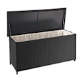 Miniatyrbillede 1 af 6: Opbevaringskiste til have i sort polyrotin 63x135x52cm 320l 04_0002575 Svart