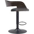 Miniatyrbillede 6 af 6: Taburet i barstol design i skandinavisk stil i sort PVC og grå træstruktur med sorte metalben 10_0005037 kastanj