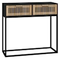 Miniatyrbillede 1 af 5: Moderne konsolbord til entre, sidebord med skuffer 80 x 30 x 75 cm ingeniørtræ og sort jern DEC032164 kastanj