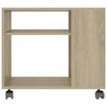 Miniatyrbillede 2 af 4: Side table til stuen på hjul 70 x 35 x 55 cm i ingeniørtræ farve eg DEC032426 kastanj