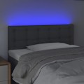 Miniatyrbillede 3 af 5: Hovedgærde til seng til soveværelse møbel med LED 100 x 5 x 78/88 cm mørkegrå stof TDL0201197 Grå
