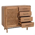 Pikkukuva 1 / 6: Kommode kaappi buffet 4 laatikolla ja 3 varastokompartimentilla rottinkia ja massiivista akasiaa sävyssä 101x109x45 cm 04_0006522 kastanj
