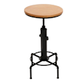Miniatyrbillede 1 af 6: Bistro barbord med højdejustering, fodstøtte, roterende sæde i stål og træ, diameter 50 cm 04_0008521 kastanj