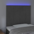 Miniatyrbillede 3 af 4: Hovedgærde til seng med LED-møbel 100 x 5 x 118/128 cm mørkegråt fløjl TDL0201206