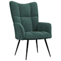 Miniatyrbild 1 av 6: Loungefåtölj designad modern soffa i mörkgrön sammet DEC026783 Grön