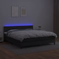 Miniatyrbillede 3 af 4: Sengramme - LED - 180x200 cm - Syntetisk læder sort - 2 pladser - Moderne design Svart