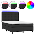 Pikkukuva 1 / 6: LED-sänkykehys - TDL - 140x190cm - Musta tekonahka - 2 paikkaa - Helppo kokoaminen Svart