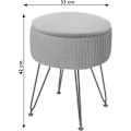 Miniatyrbillede 2 af 5: Taburet med opbevaringsrum Ø 33 cm lys grøn fløjl med sort ramme TABO04015 Svart