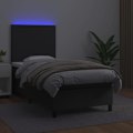 Miniatyrbillede 3 af 6: LED sengegavl med syntetisk sort madras 100 x 200 Svart