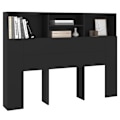 Miniatyrbillede 2 af 4: Hovedgavl med opbevaring, sengebord, hylde 140 x 19 x 103,5 MDF sort