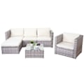 Miniatyrbillede 3 af 4: Havemøbel sæt i polyrotin til have, terrasse, balkon med stole, sofa, bord grå, puder i creme.