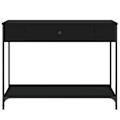 Miniatyrbillede 3 af 6: Praktisk konsolbord med opbevaringsskuffe 100 x 34,5 x 75 cm, ingeniørtræ og sort metal DEC032070 kastanj