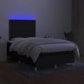 Miniatyrbillede 3 af 6: LED sengramme med hovedgærde og madras 120 x 200 cm sort stof TDL0209290 Svart