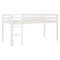Pikkukuva 2 / 6: Lit mezzanine avec sommier a lattes 90x200cm avec échelle en bois laqué blanc et toile beige lilas incluse sans matelas LIT06246 Beige
