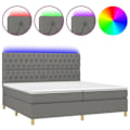 Pikkukuva 1 / 6: LED-sänkykehys, pääty ja patja 200x200 cm tummanharmaata kangasta TDL0208284
