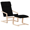 Miniatyrbillede 2 af 6: Moderne loungestol sofa design med fodskammel i sort stof og træ DEC026538 kastanj