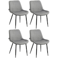 Miniatyrbillede 1 af 6: Pakke med 4 moderne og komfortable spisebordsstole i grå velour og mat sort metal 10_0001843 Grå