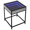 Miniatyrbillede 2 af 6: Nattesbord med LED-spejl 40 x 40 x 51 cm ingeniørtræ, glas og grå stål DEC033165 kastanj