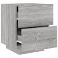 Pikkukuva 4 / 6: 2 kpl yöpöytiä laatikoilla ja LED-valaistuksella, mitat 45 x 40 x 55 cm, harmaa engineering-puu DEC032864 kastanj