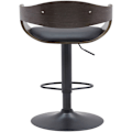 Miniatyrbillede 5 af 6: Taburet i barstol design i skandinavisk stil i sort PVC og grå træstruktur med sorte metalben 10_0005037 kastanj