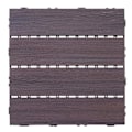 Pikkukuva 3 / 6: 11 kpl WPC-laattat, puupintainen parveke/terassi, 3D-linjainen rakenne 30 x 30 cm = 1 m² harmaa ruskea vohvelikuosi 04_0006193 kastanj