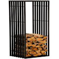 Miniatyrbillede 1 af 6: Range bûches hylde support træ til pejs 150x50 cm i mat sort metal 10_0003537 kastanj