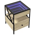 Pikkukuva 2 / 6: Yöpöytä laatikolla ja LED-peilillä 40 x 40 x 51 cm, metallikehys, lasi ja tekninen puu, tammiväri DEC033148 kastanj