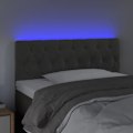 Miniatyrbillede 3 af 4: Hovedgærde - LED - Mørkegrå velour - 100x7x78/88 cm - Moderne design - Blød at røre ved Mörkgrå