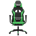 Miniatyrbillede 2 af 6: Kontor stol gaming stol med hjul og fodhvilere i sort og grøn PVC DEC025803 Svart