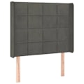 Miniatyrbillede 2 af 5: Hovedgærde til soveværelse møbel med LED 103 x 16 x 118/128 cm mørkegrå fløjl TDL0201179